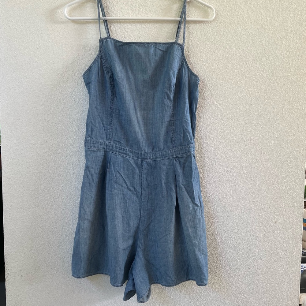Hollister light blue denim sleeveless romper